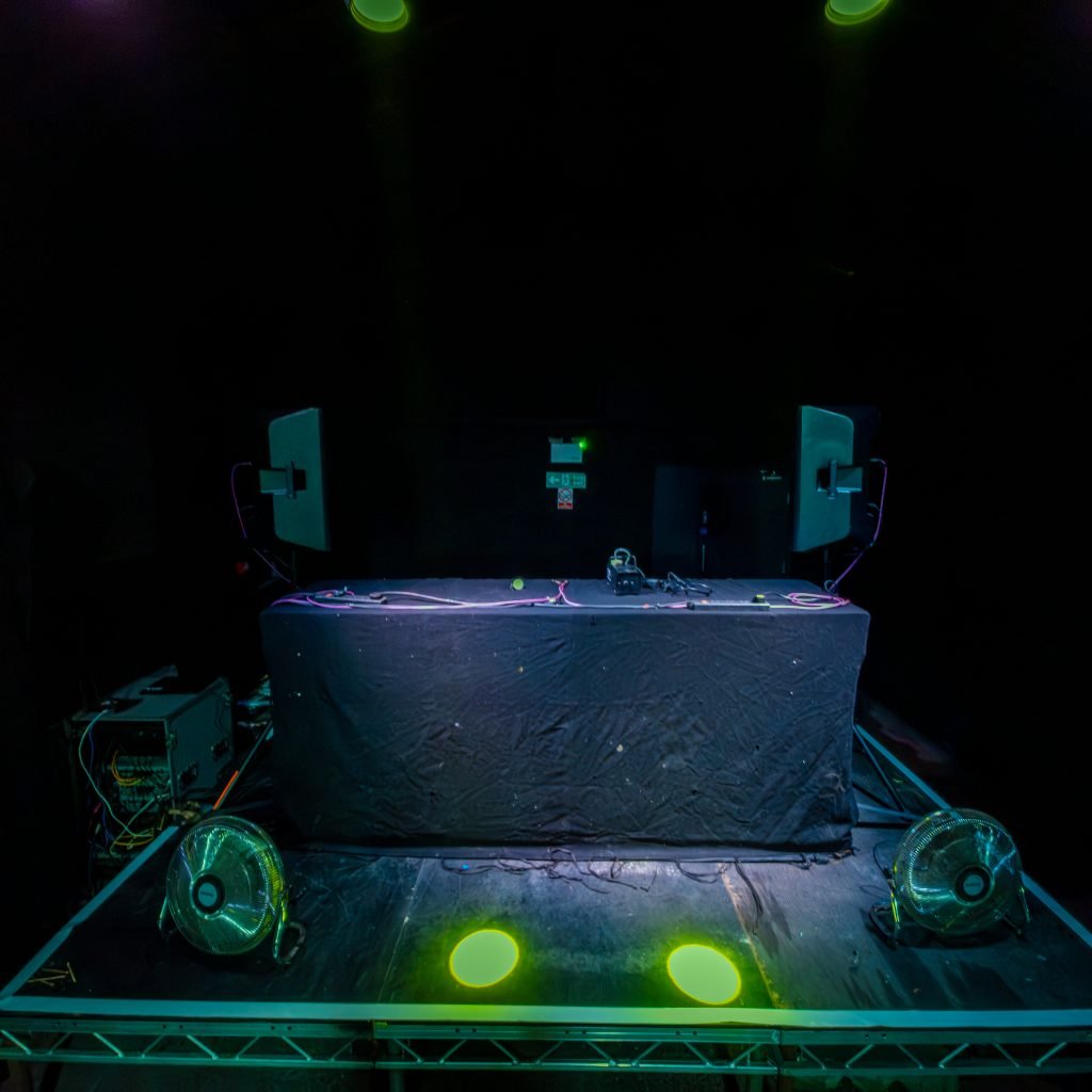 The DJ booth at Dryad Works, Sheffield