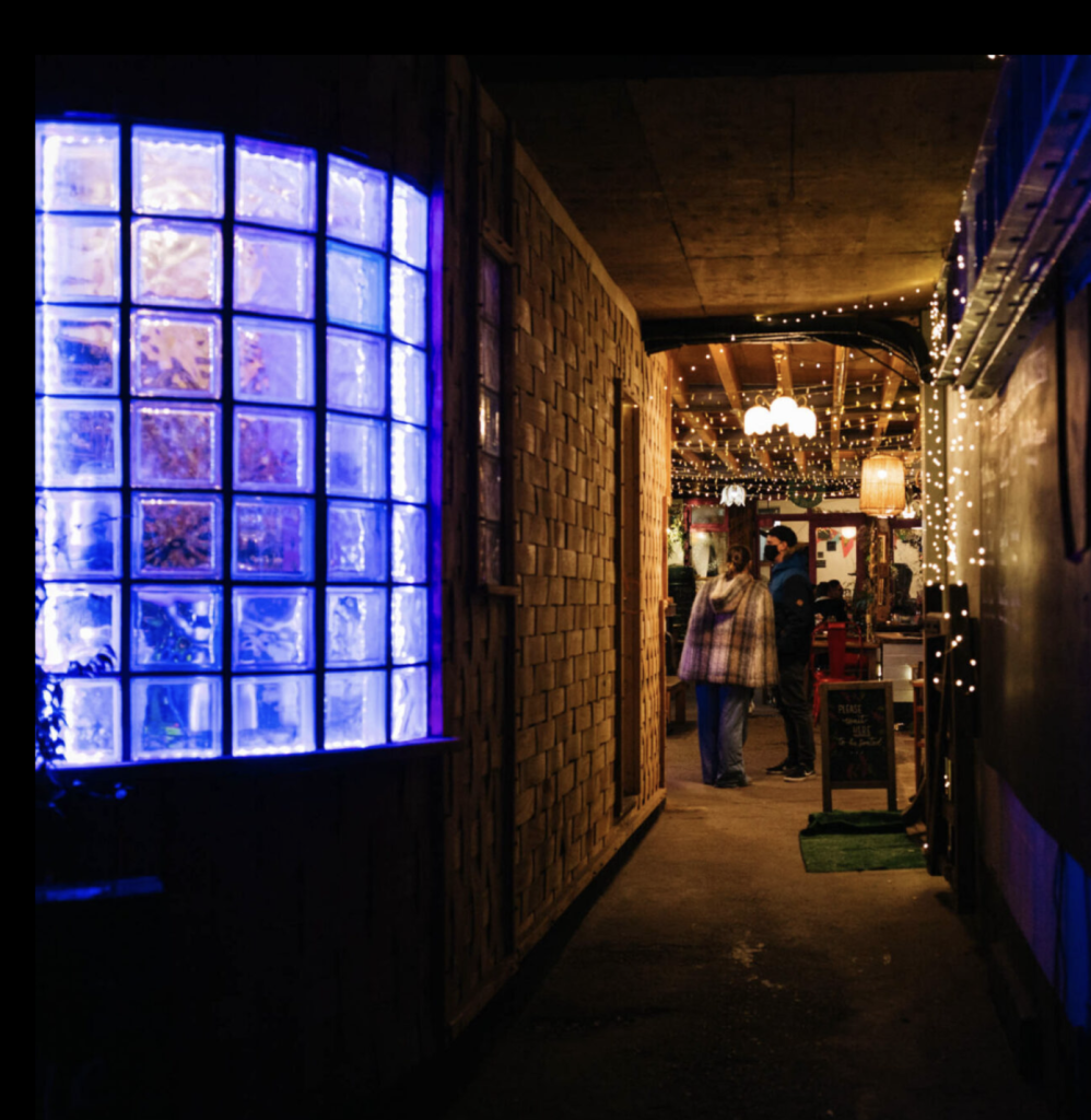The covered walkway into Hagglers Corner, Sheffield
