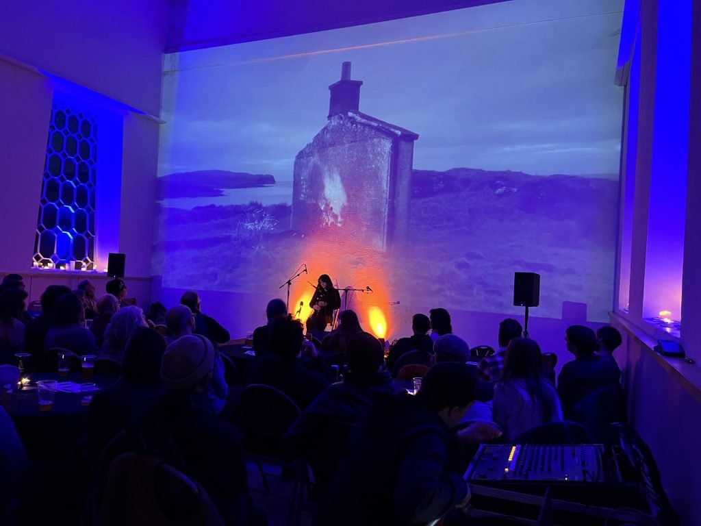 A musician performing at Samuel Worth Chapel, Sheffield